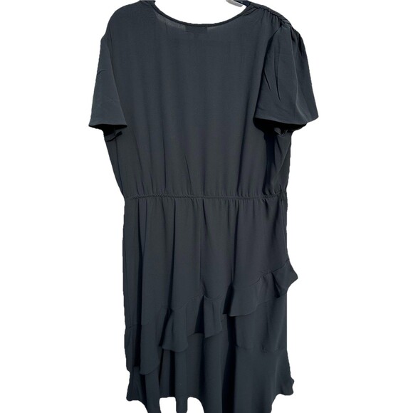 Women's Black SZ XXL Ruffle Elastic Waist Midi Dress Silky Witchy Whimsigoth - Picture 2 of 10